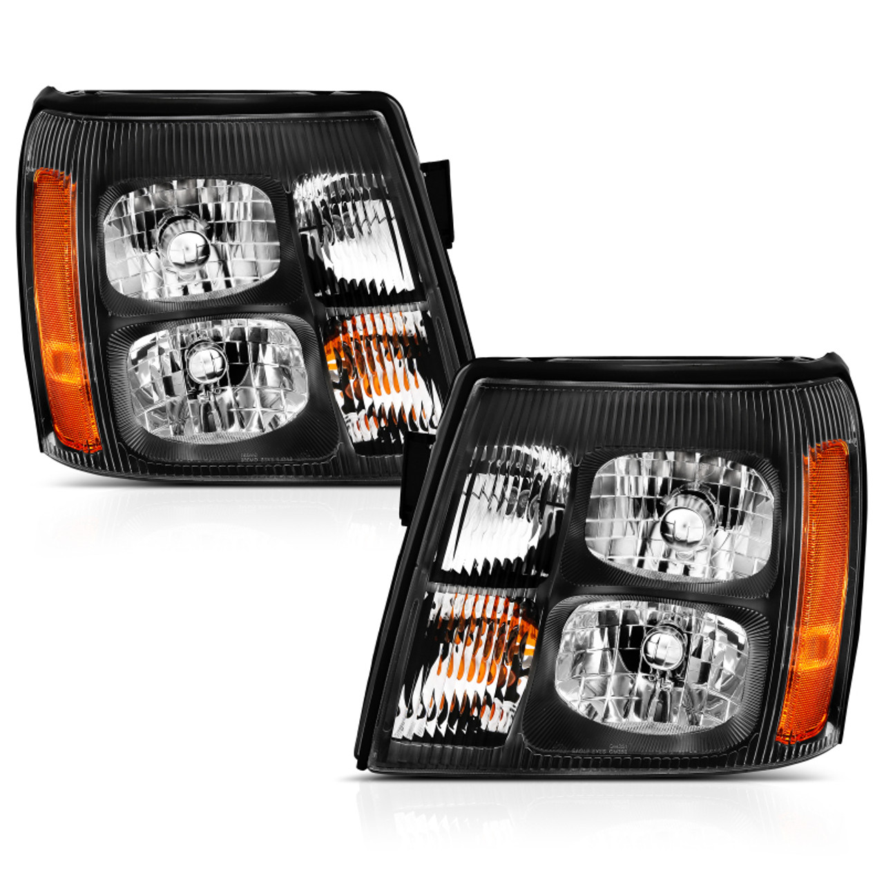 ANZO 2003-2006 Cadillac Escalade Crystal Headlight Black Amber - 111423