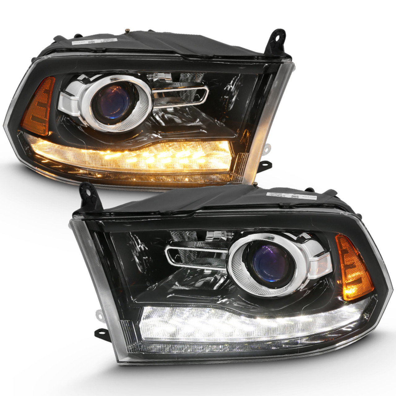 ANZO 2009-2018 Dodge Ram 1500 Projector Plank Style Switchback H.L Halo Black Amber (OE Style) - 111439