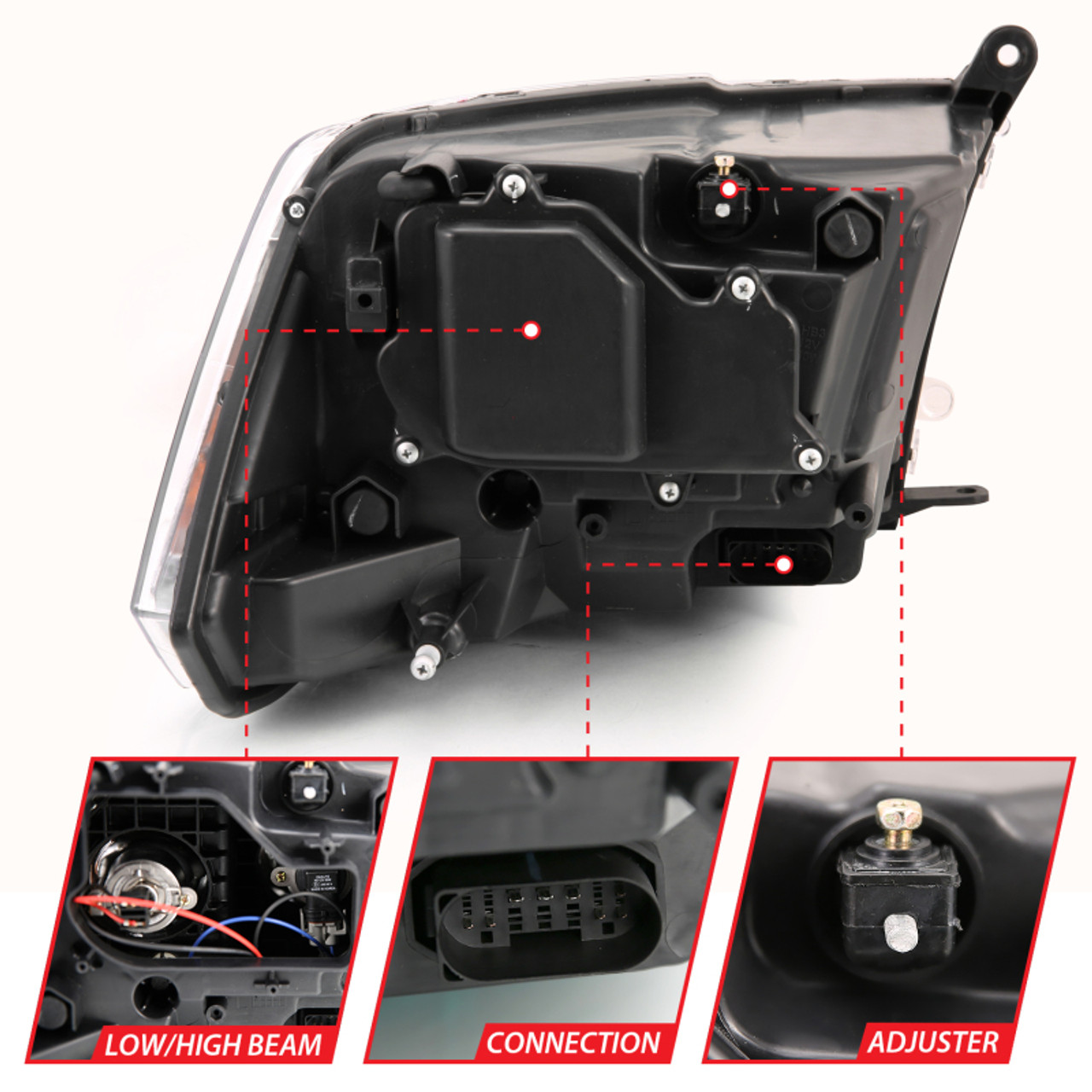 ANZO 2009-2018 Dodge Ram 1500 Projector Plank Style Switchback H.L Halo Black Amber (OE Style) - 111439