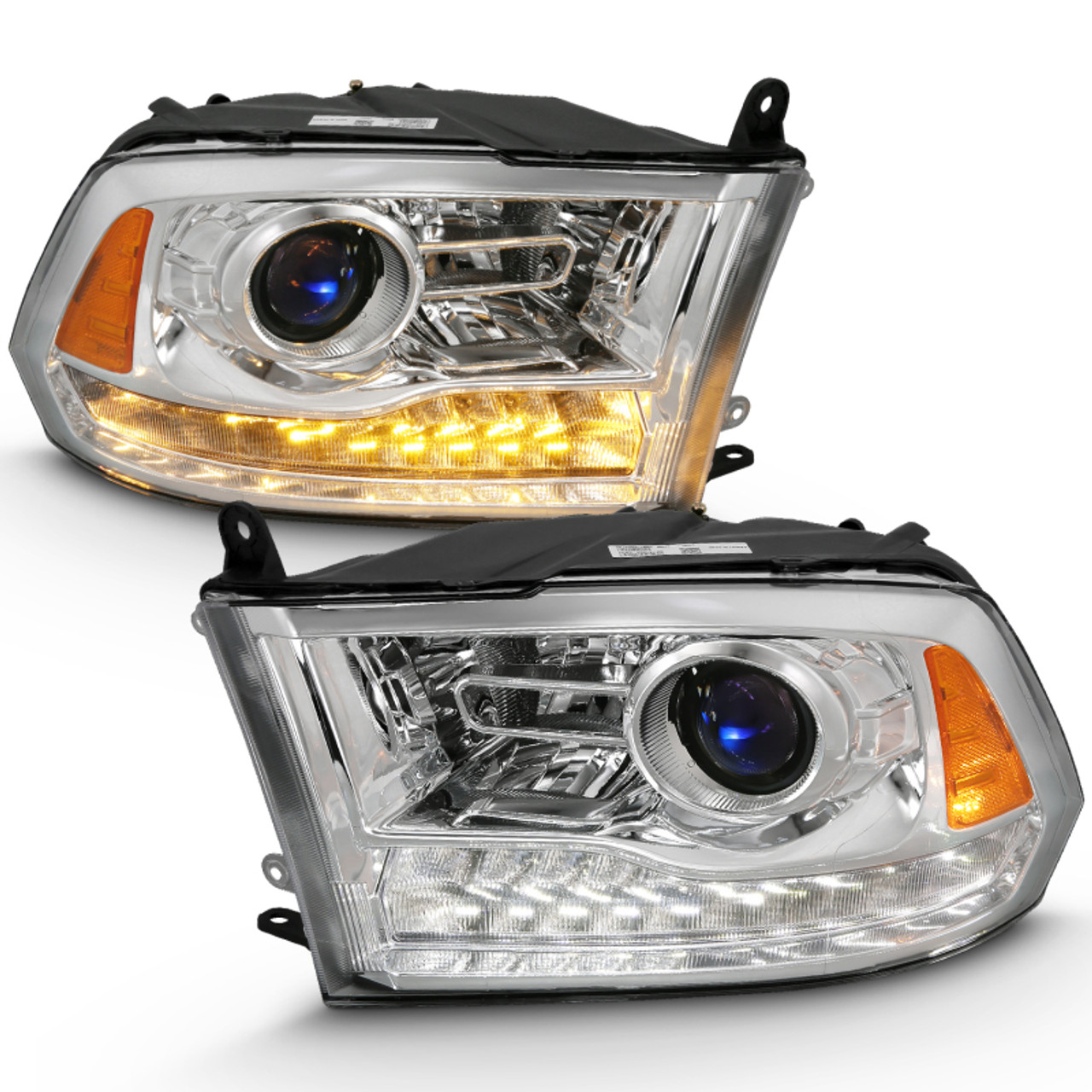 ANZO 2009-2018 Dodge Ram 1500 Projector Plank Style Switchback H.L Halo Chrome Amber (OE Style) - 111440