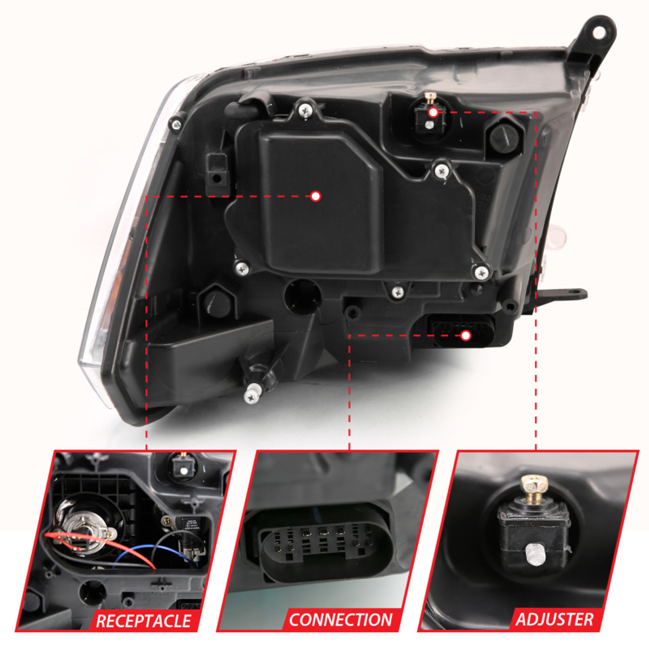 ANZO 2009-2018 Dodge Ram 1500 Projector Plank Style Switchback H.L Halo Chrome Amber (OE Style) - 111440