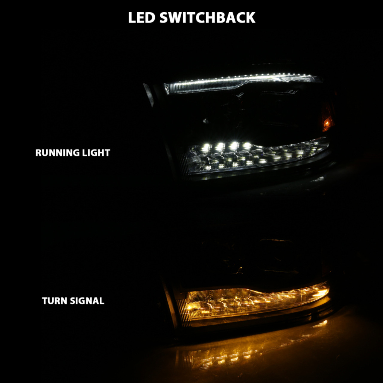 ANZO 2009-2018 Dodge Ram 1500 Projector H.L. Switchback Black Amber - 111441