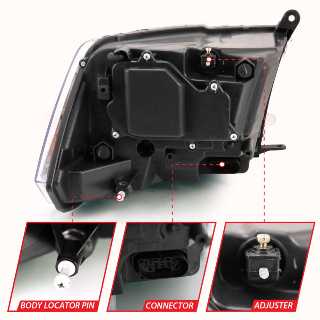 ANZO 2009-2018 Dodge Ram 1500 Projector H.L. Switchback Black Amber - 111441