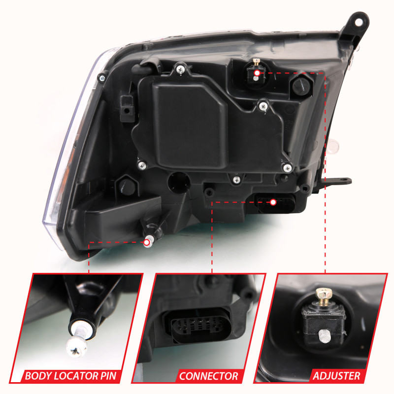 ANZO 2009-2018 Dodge Ram 1500 Projector H.L. Switchback Chrome Amber - 111442