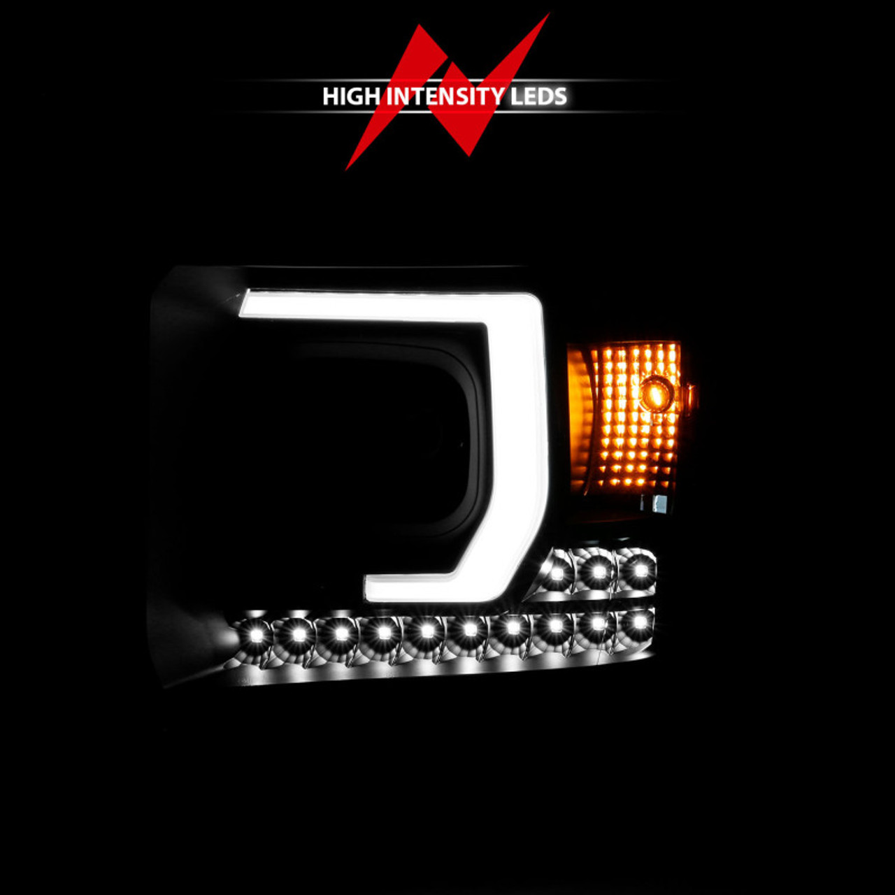 ANZO 2014-2015 Gmc Sierra 1500HD Projector Plank Style Headlight Black W/ Drl - 111450