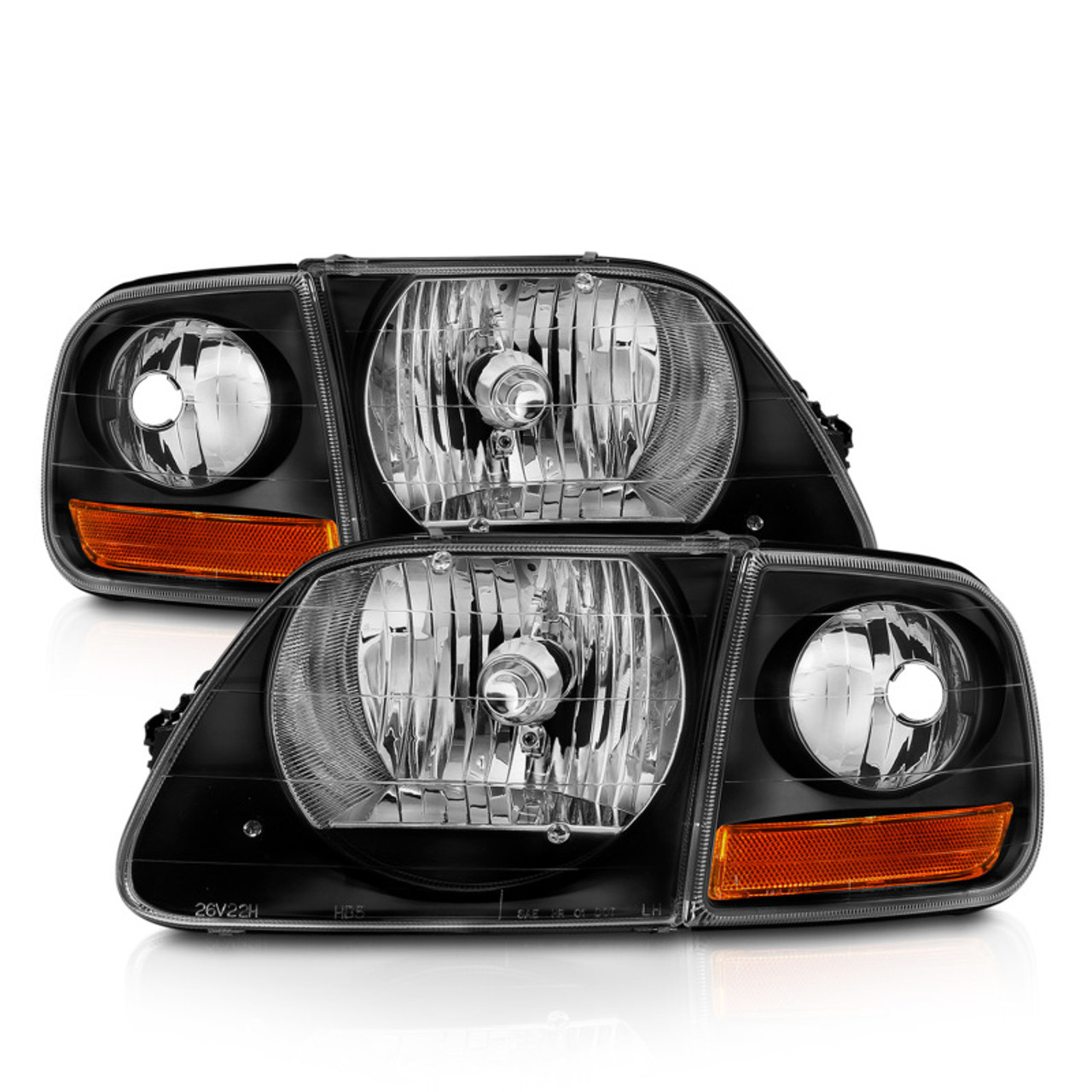 ANZO 1997-2003 Ford F150 Crystal Headlight Black w/ Parking Light - 111460