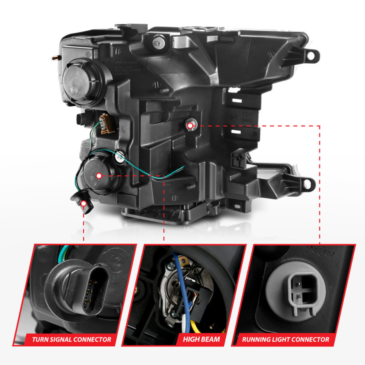 ANZO 2018-2019 Ford F-150 Projector Plank Style H.L. Black Amber (Without Switchback) - 111467