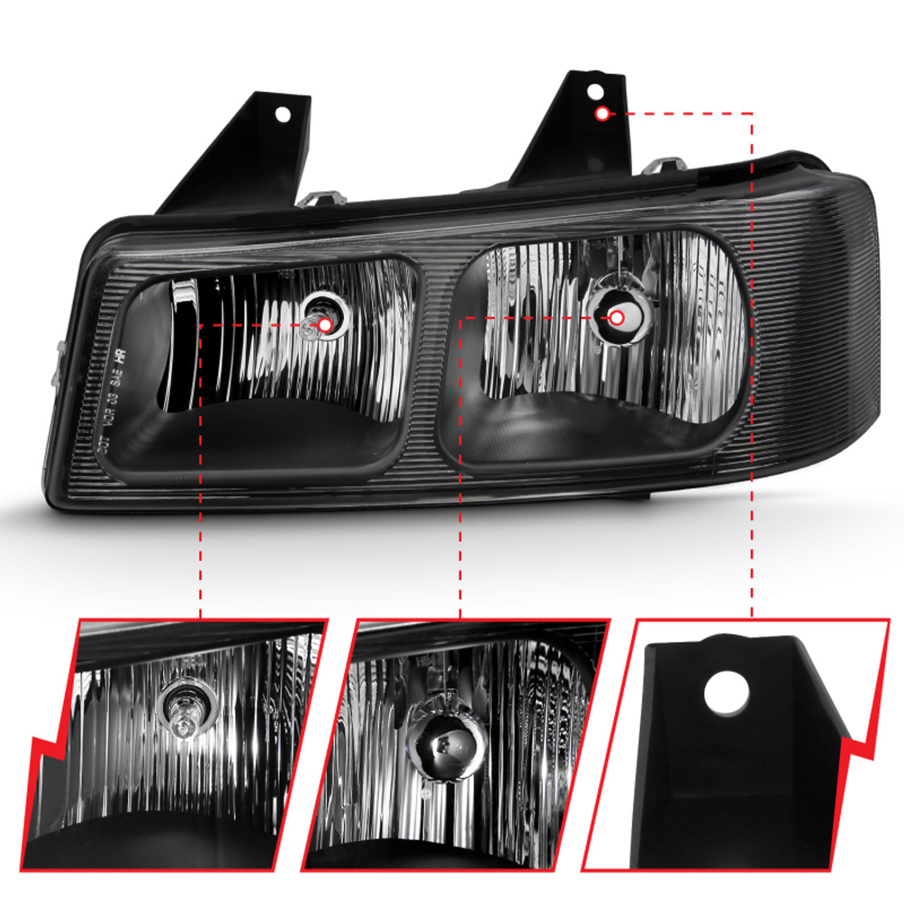ANZO 2003-2017 Chevy Express Crystal Headlight Black - 111474