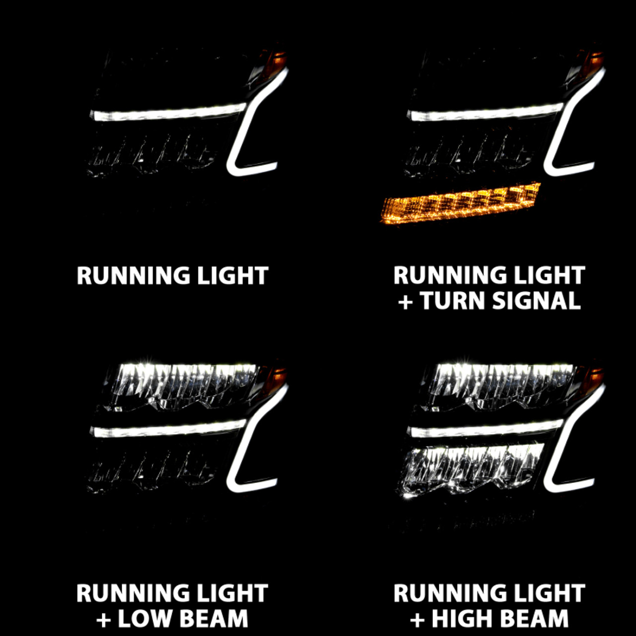 ANZO 15-20 Chevy Tahoe/Suburban LED Light Bar Style Headlights Black w/Sequential w/DRL w/Amber - 111478