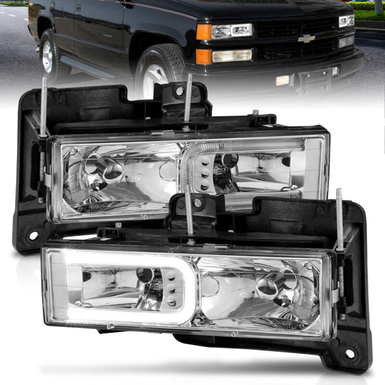 ANZO 1999-2000 Cadillac Escalade Crystal Headlights - 111499