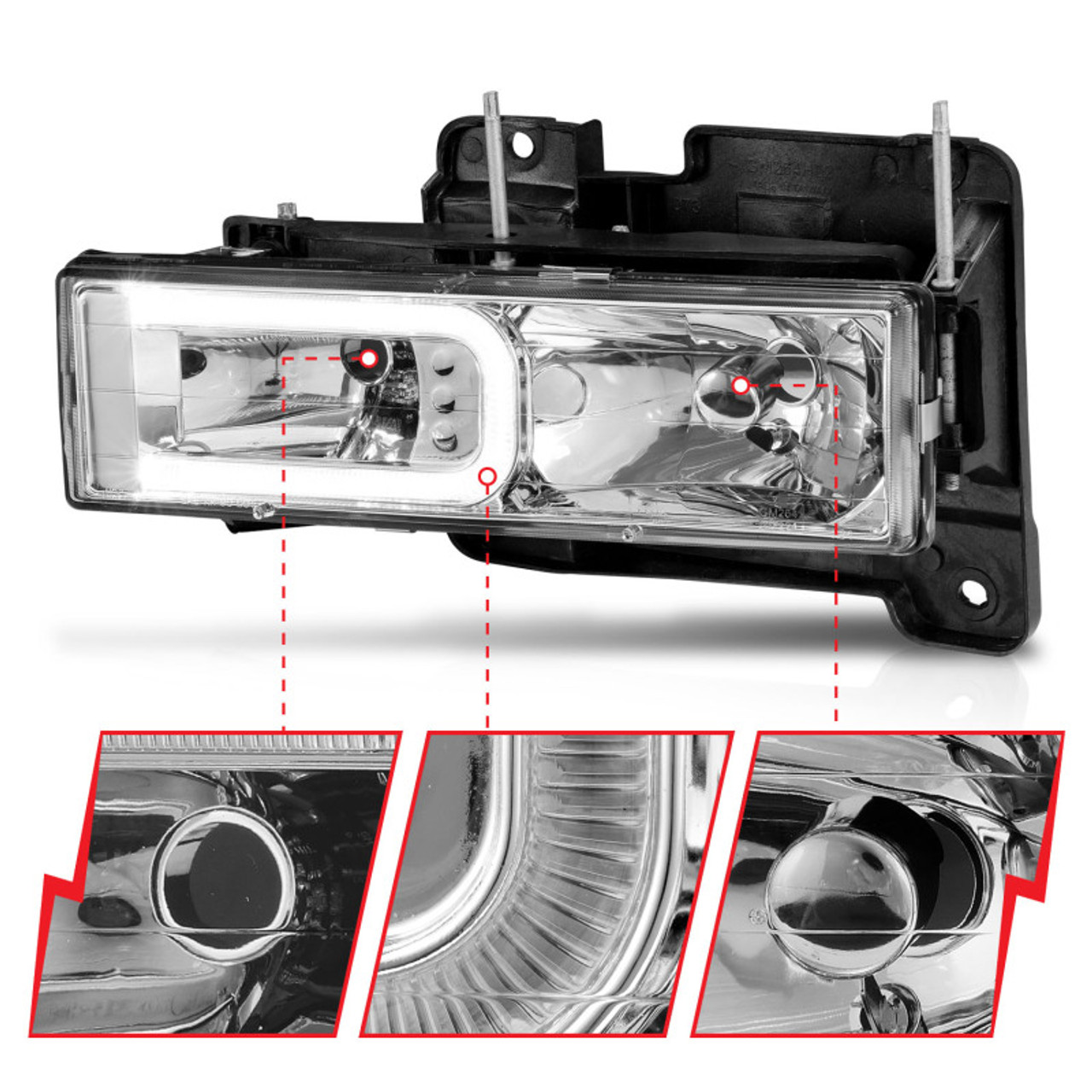 ANZO 1999-2000 Cadillac Escalade Crystal Headlights - 111499