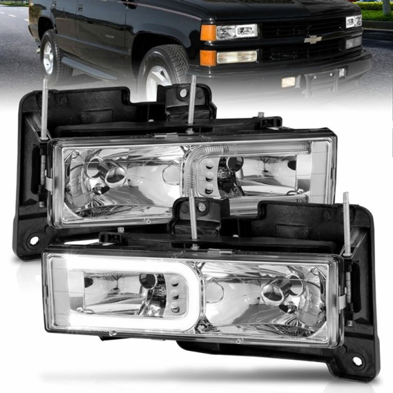 ANZO 1999-2000 Cadillac Escalade Crystal Headlights - 111499