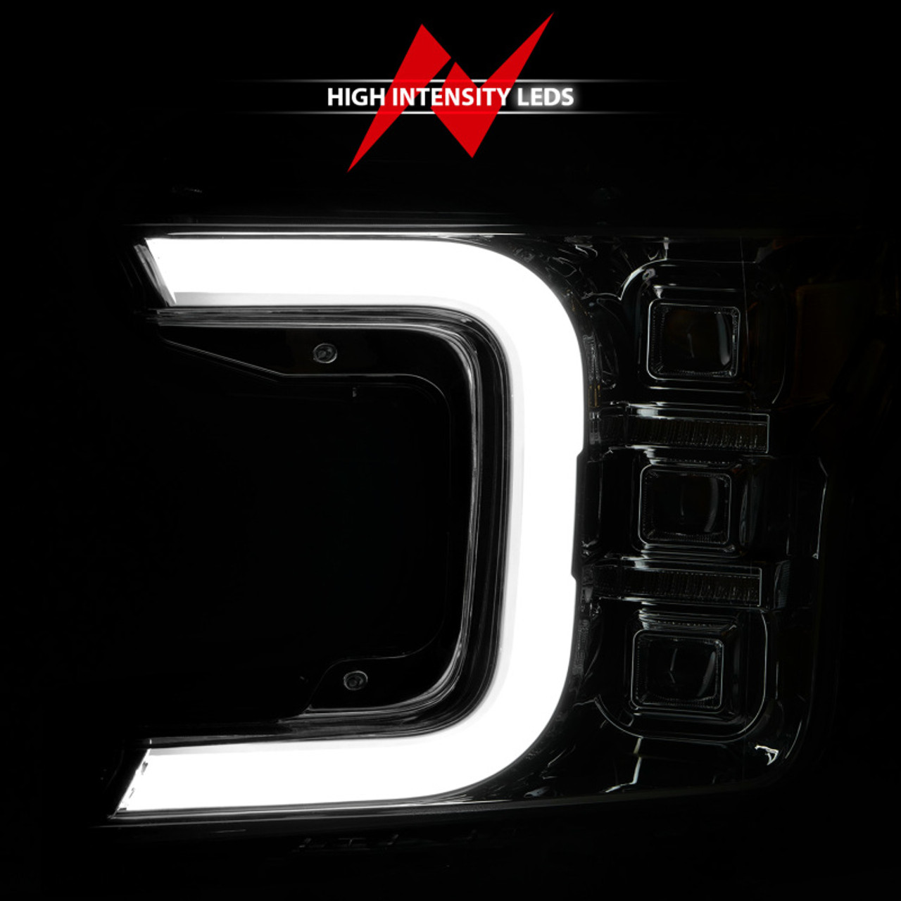 Anzo 18-20 Ford F-150 Full Led Projector Light Bar Style Headlights - Chrome Amber - 111521