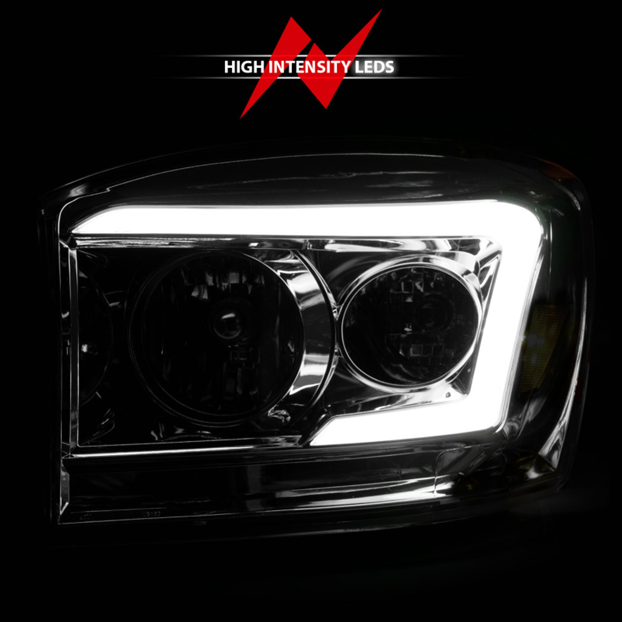 Anzo 06-09 Dodge RAM 1500/2500/3500 Headlights Chrome Housing/Clear Lens (w/ Light Bars) - 111525