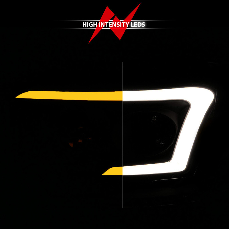 Anzo 06-09 Dodge RAM 1500/2500/3500 Headlights Black Housing/Clear Lens (w/Switchback Light Bars) - 111526