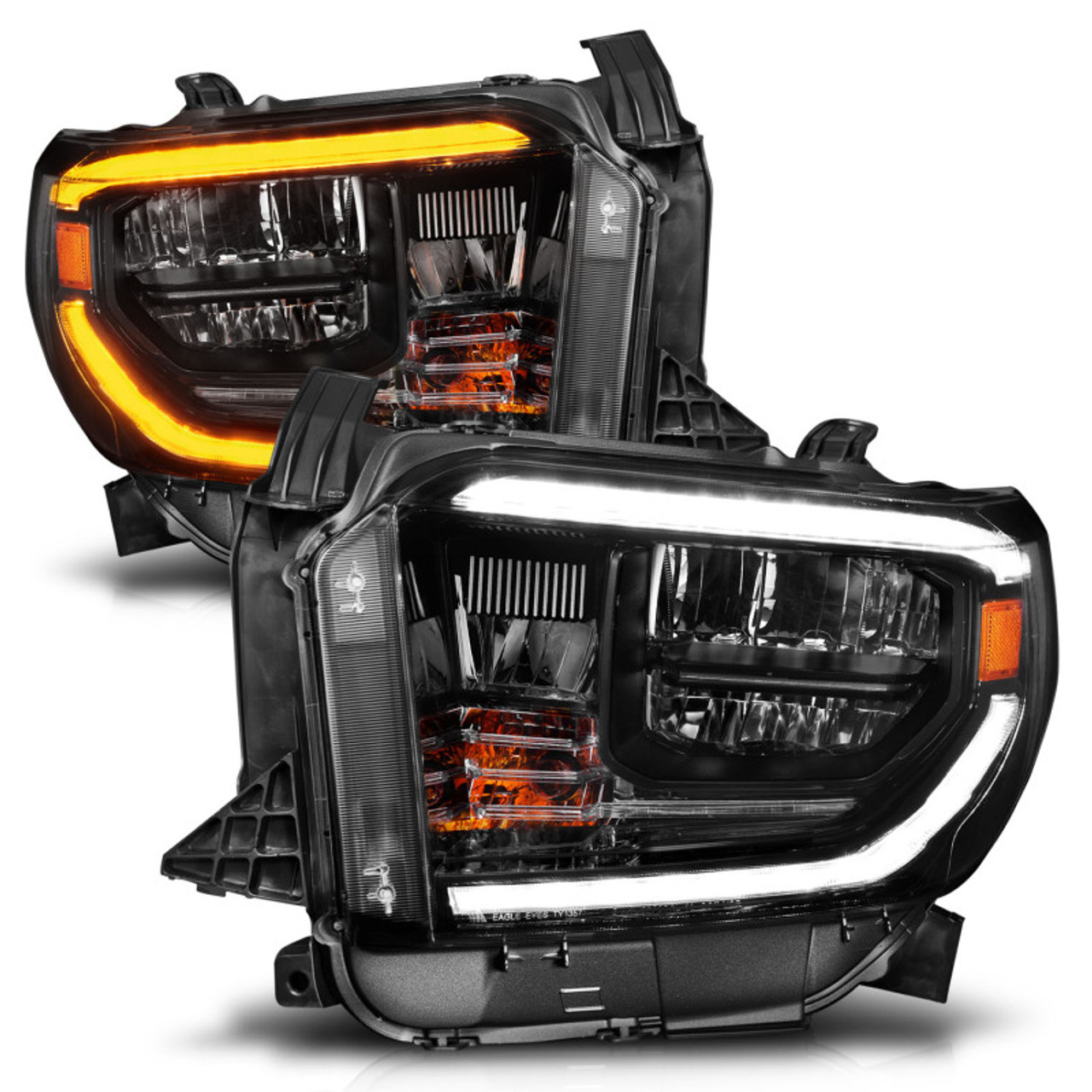 ANZO 2014-2017 Toyota Tundra LED Crystal Headlights w/ Switchback Black Housing w/ DRL - 111531