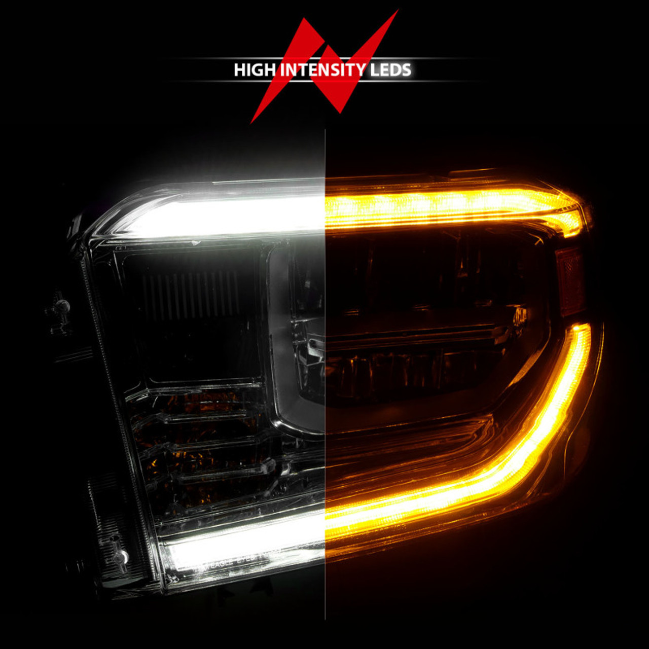 ANZO 2014-2017 Toyota Tundra LED Crystal Headlights w/ Switchback Chrome Housing w/ DRL - 111532