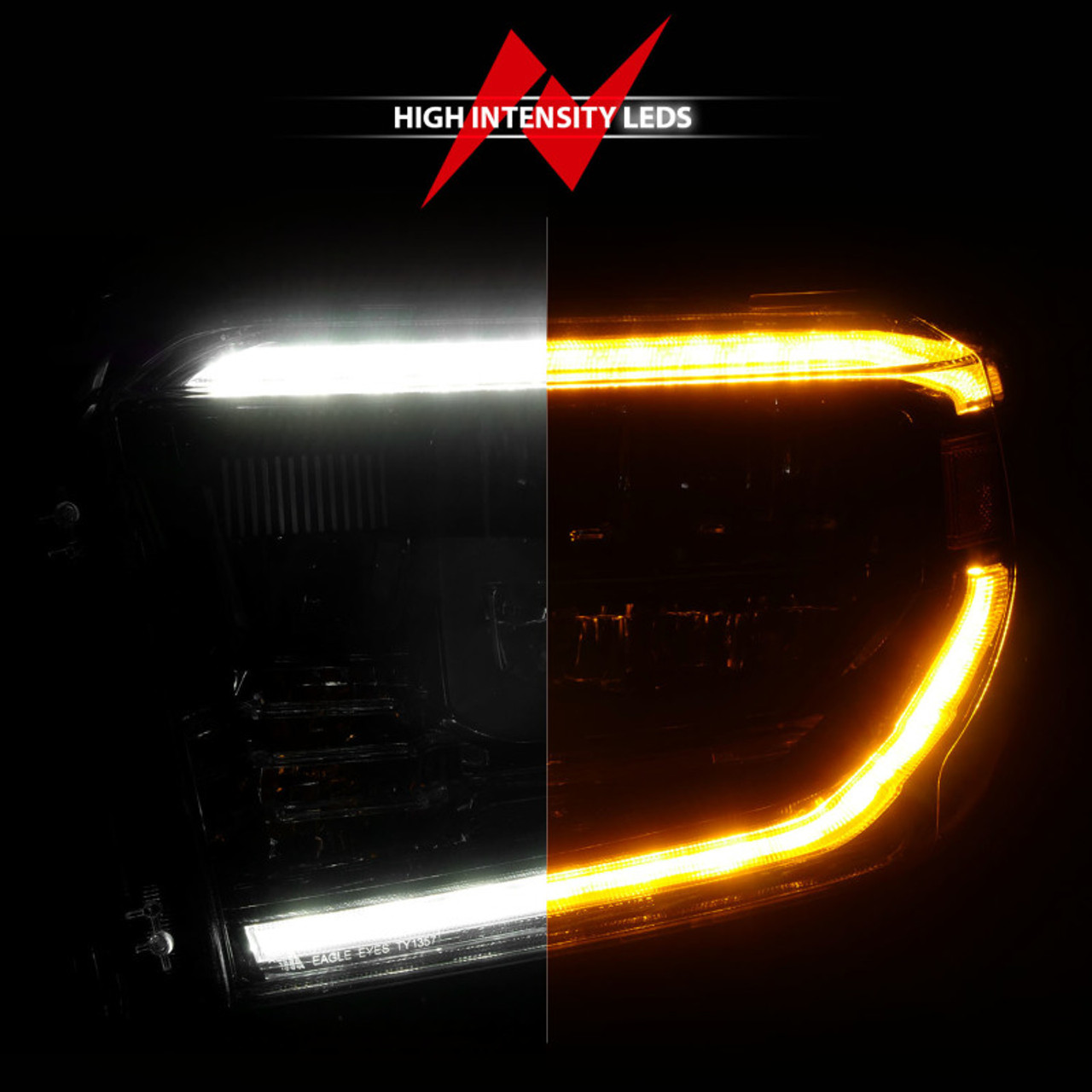 ANZO 14-21 Toyota Tundra (OE Halogen w/LED DRL) LED Crystal Headlights w/ Switchback & DRL - Blk - 111533