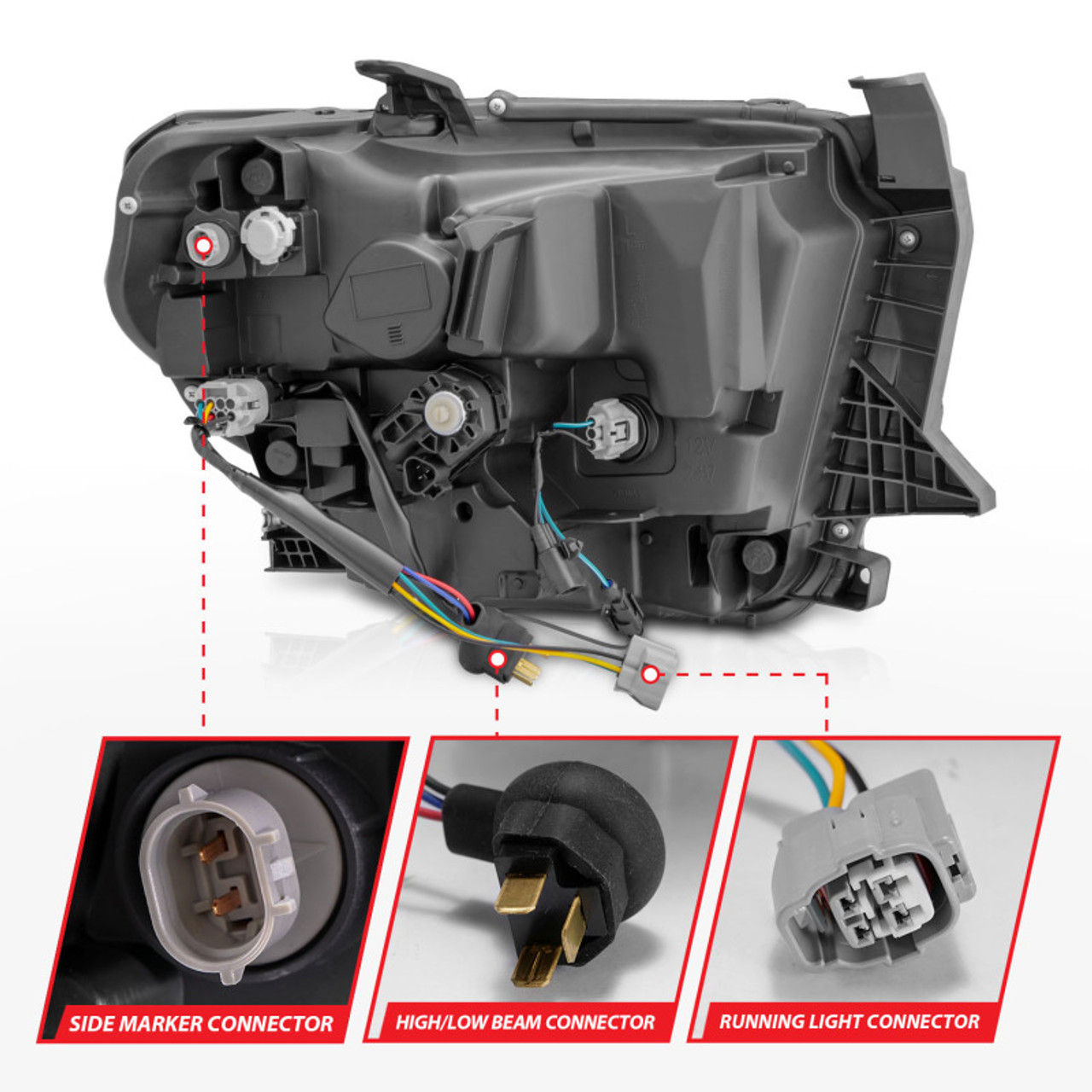 ANZO 14-21 Toyota Tundra (OE Halogen w/LED DRL) LED Crystal Headlights w/ Switchback & DRL - Blk - 111533