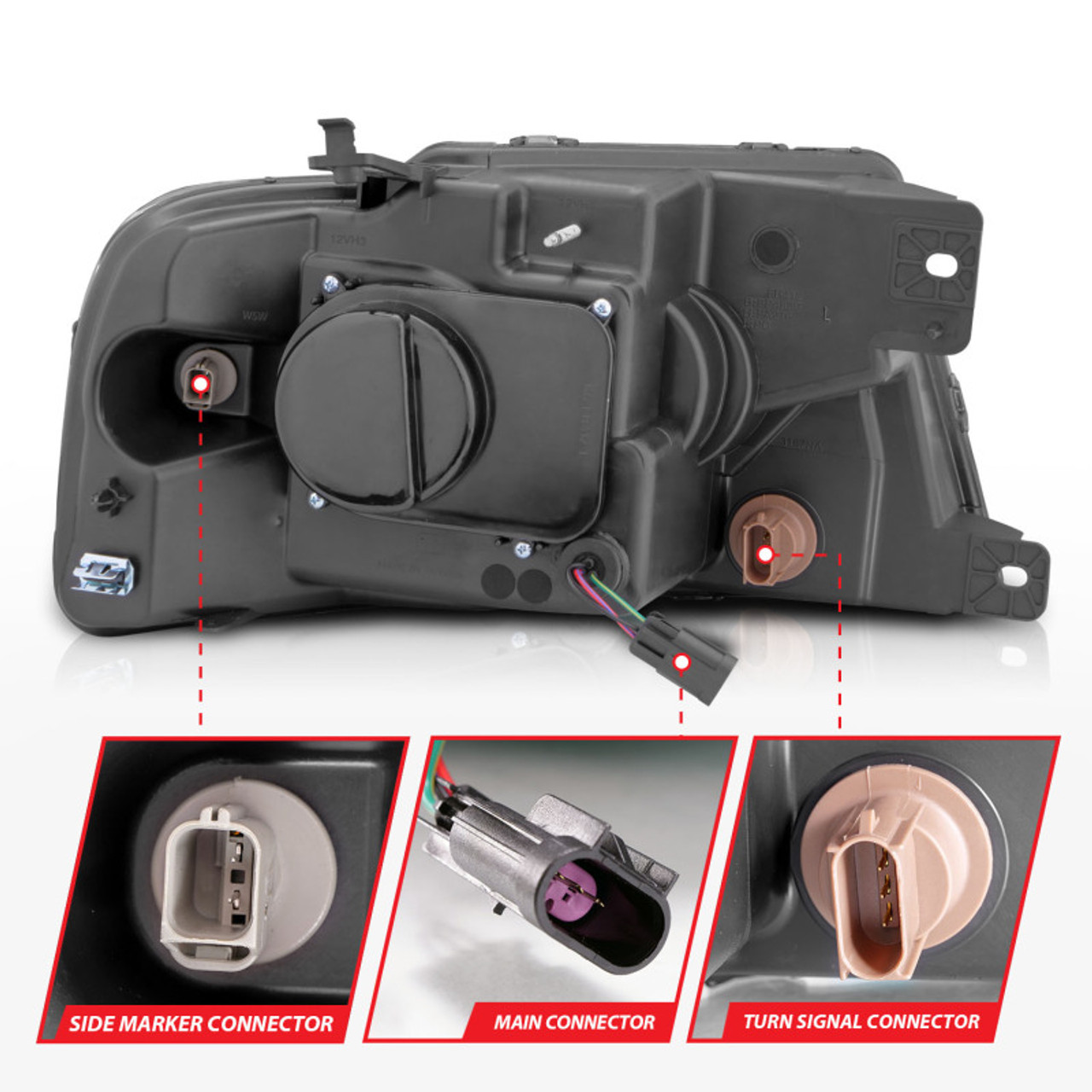 ANZO 2004-2008 Ford  F-150 Projector Headlights w/ Light Bar Chrome Housing - 111542