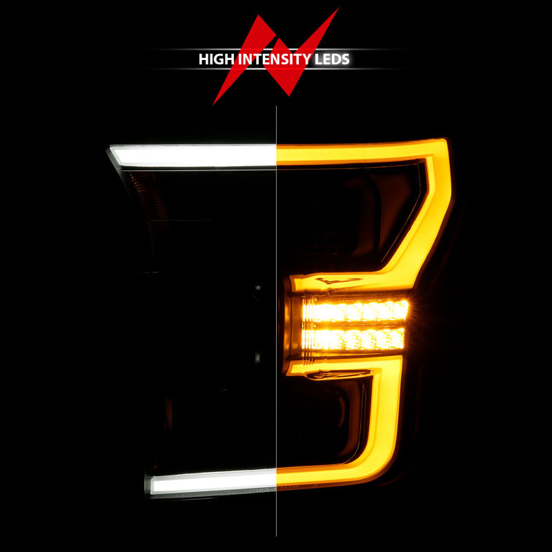 ANZO 15-17 Ford F-150 LED Projector Headlights - w/ Light Bar Switchback Black Housing - 111547