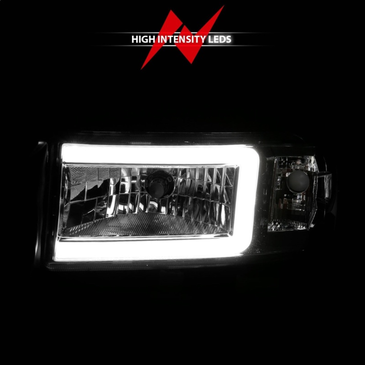 ANZO 94-02 Dodge RAM Crystal Headlight - w/ Light Bar Chrome Housing - 111555