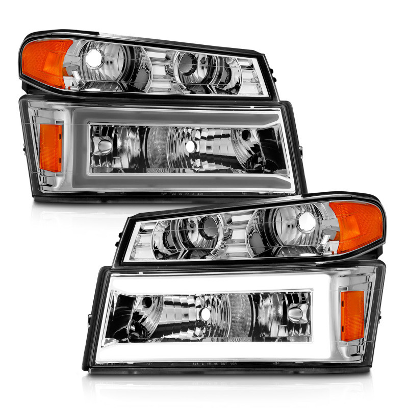 ANZO 04-12 GM Colorado/Canyon/I-Series Crystal Headlights - w/ Light Bar Chrome Housing 4pcs - 111559