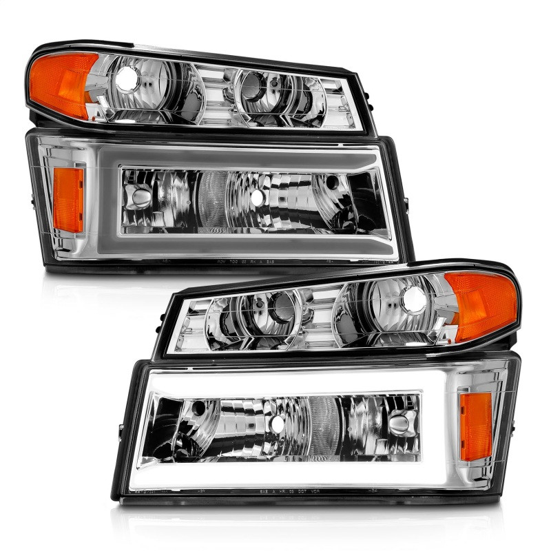 ANZO 04-12 GM Colorado/Canyon/I-Series Crystal Headlights - w/ Light Bar Chrome Housing 4pcs - 111559
