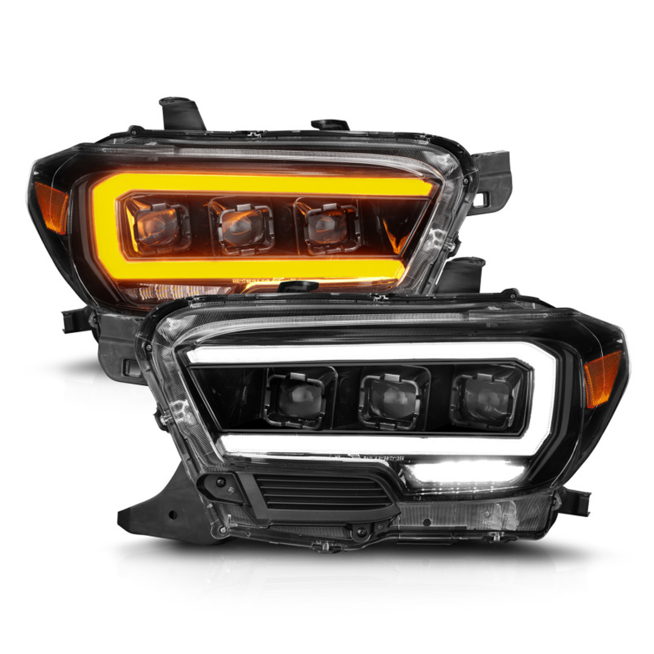 ANZO 16-22 Toyota Tacoma SR/SR5 ONLY Full LED Proj Headlights w/Light Bar Seq. Blk w/Initiation Lgt - 111562