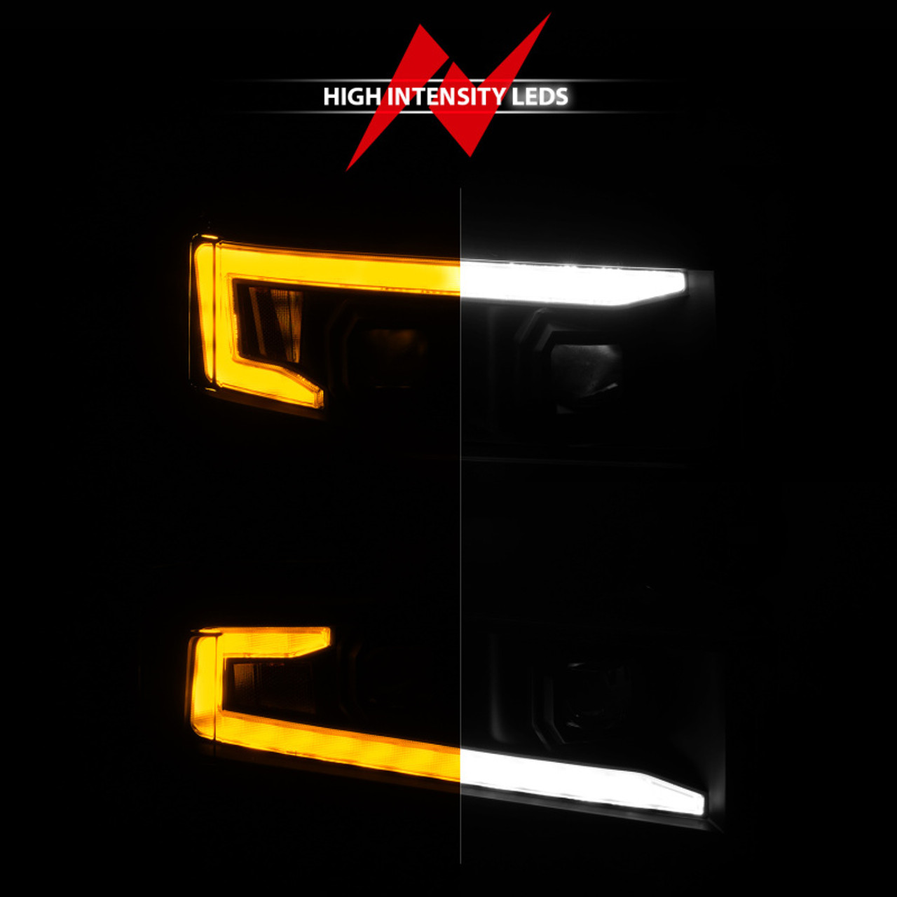 ANZO 19-22 Chevrolet Silverado 1500 LED Proj HL w/Lgt Bar SwBk Seq. Blk w/In. Light - Passenger Side - 111566-R