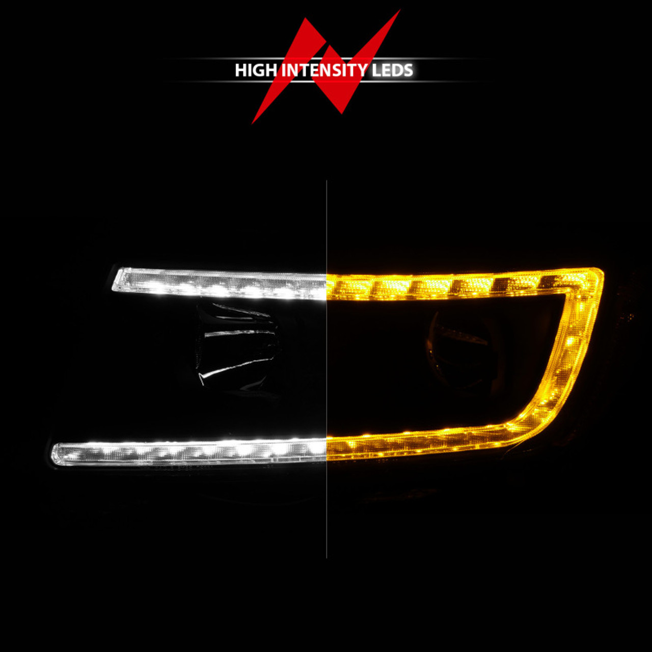 ANZO 11-13 Jeep Grand Cherokee (Factory Halogen Only) Projector Headlights w/Light Bar Swtchbk Black - 111568