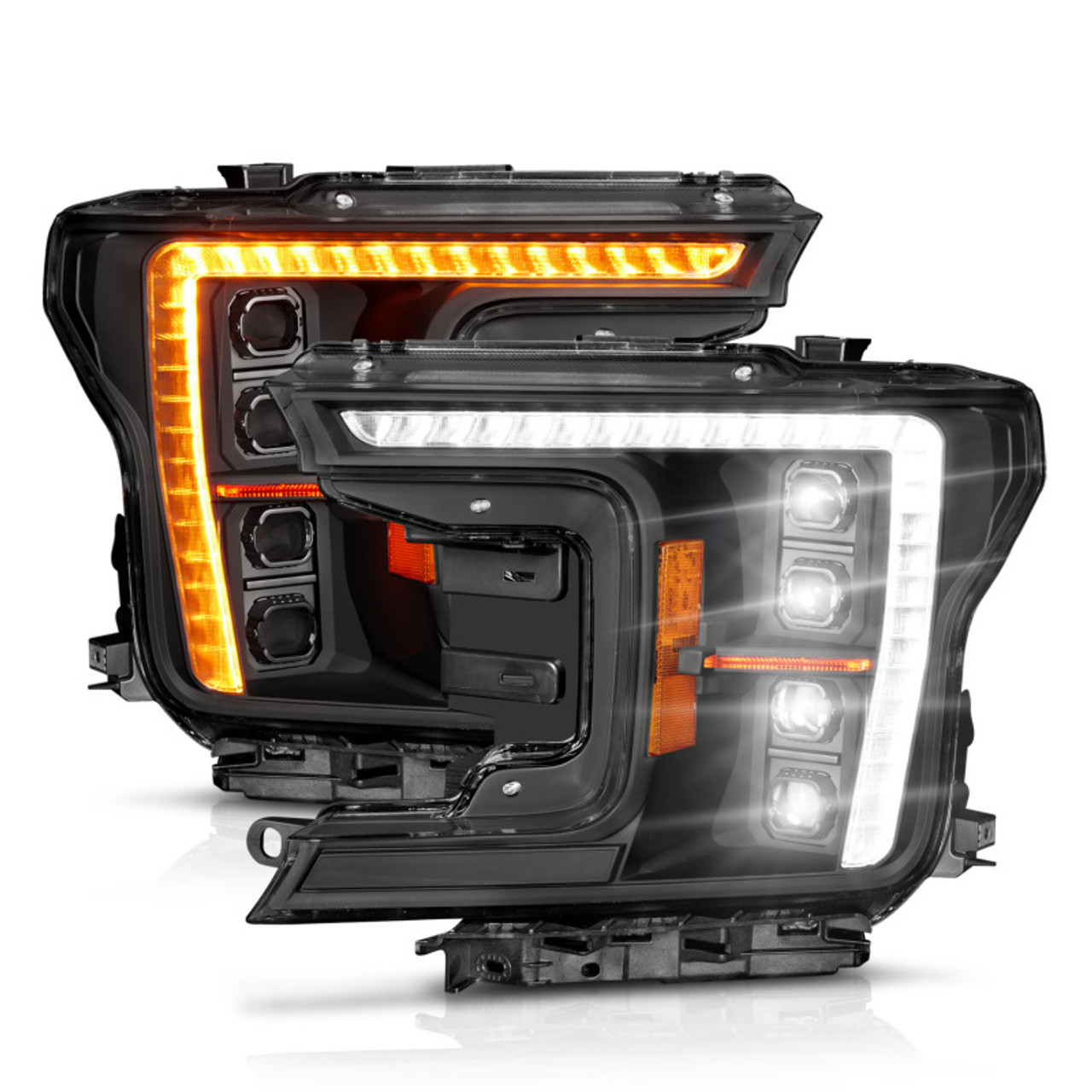 ANZO 18-20 Ford F-150 (w/Factory Halogen) Z-Series Full LED Proj Headlights Init/SeqSig - Pair - 111589X