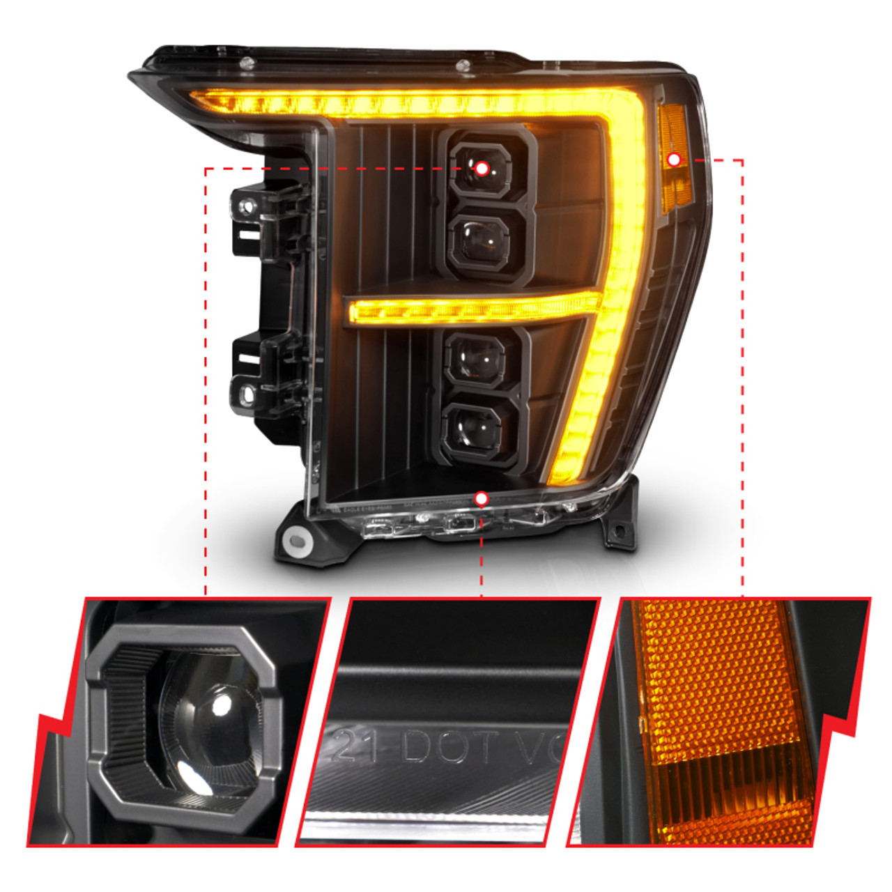 ANZO 21-23 Ford F-150 (w/Factory Halogen) Z-Series Full LED Proj Headlights - Driver Side ONLY - 111593X-L