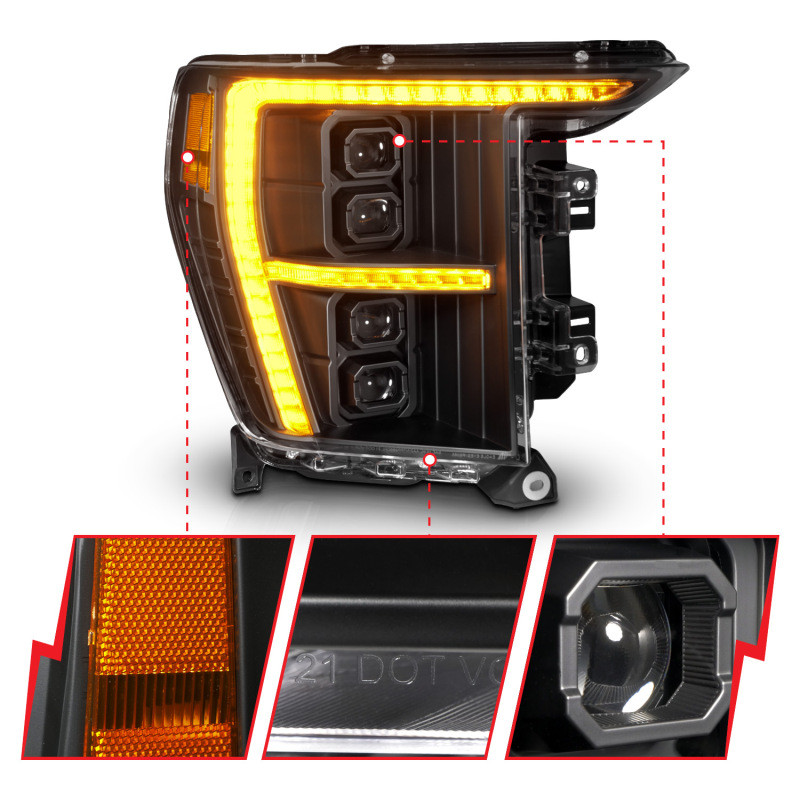ANZO 21-23 Ford F-150 (w/Factory Halogen) Z-Series Full LED Proj Headlights - Pass. Side ONLY - 111593X-R