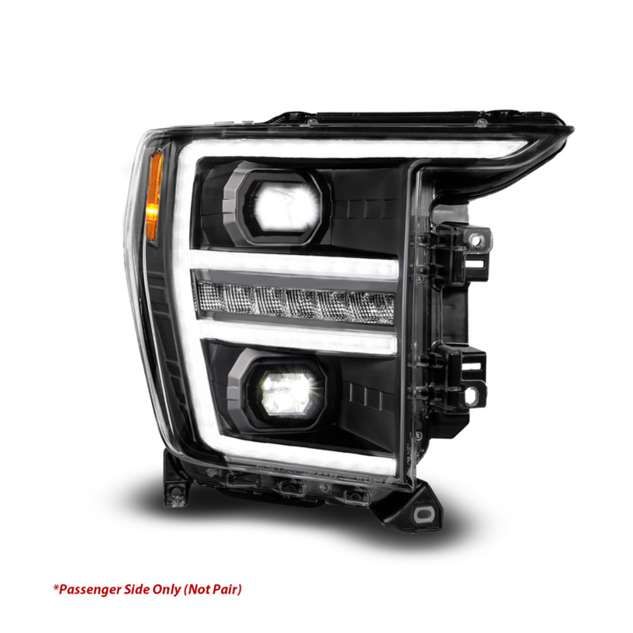 Anzo 21-23 Ford F150 LED Projector Headlight w/Switchback+Sequential - Black (Passenger Side Only) - 111594-R
