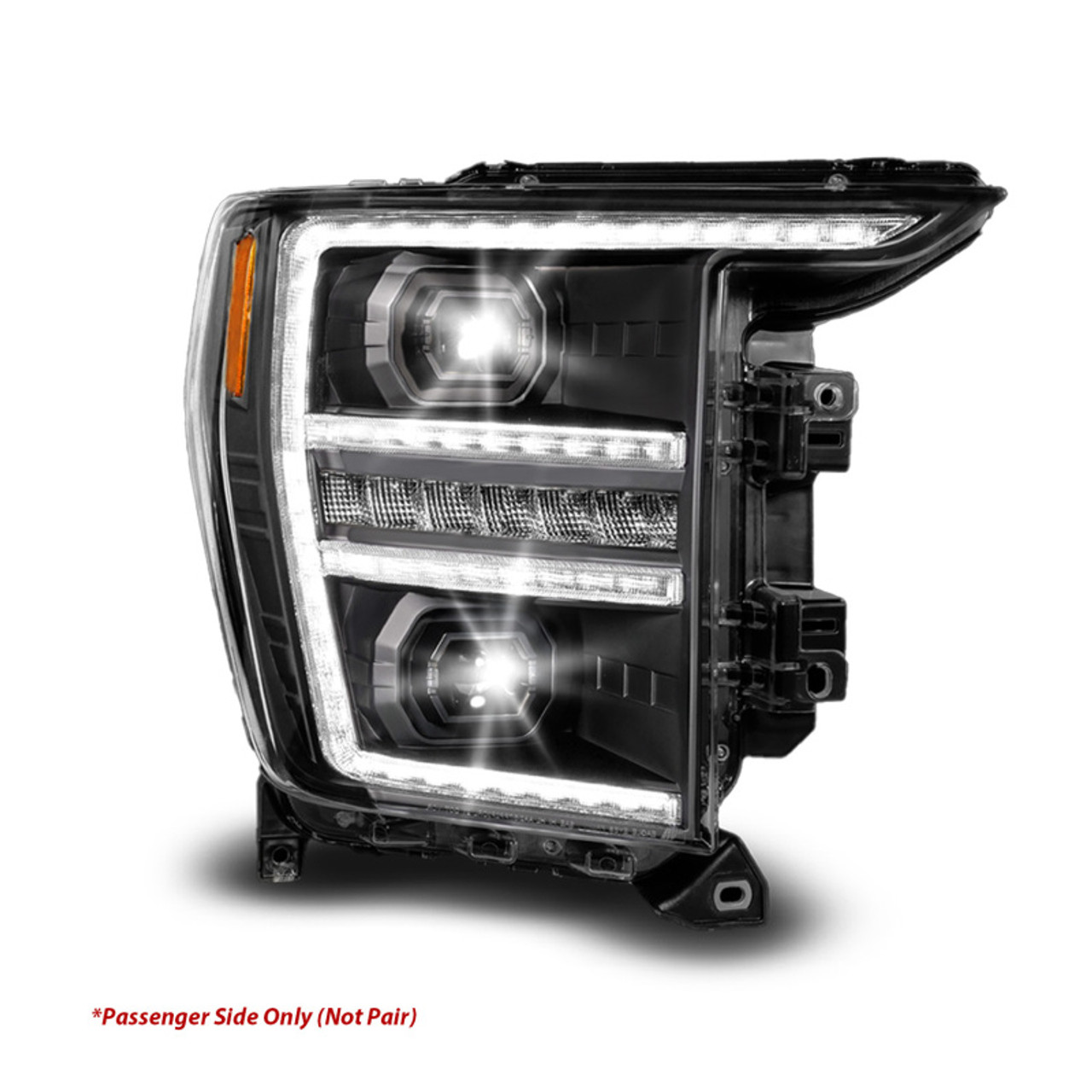 Anzo 21-23 Ford F150 LED Projector Headlight w/Switchback+Sequential - Black (Passenger Side Only) - 111594-R
