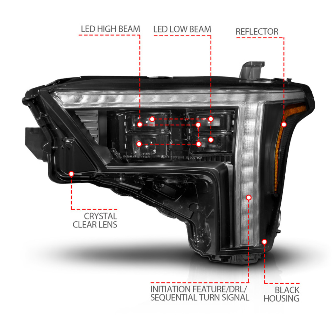 ANZO 22-24 Toyota Tundra (w/Factory LED Refl.) Z-Series Full LED Proj Headlights - Driver Side ONLY - 111599X-L