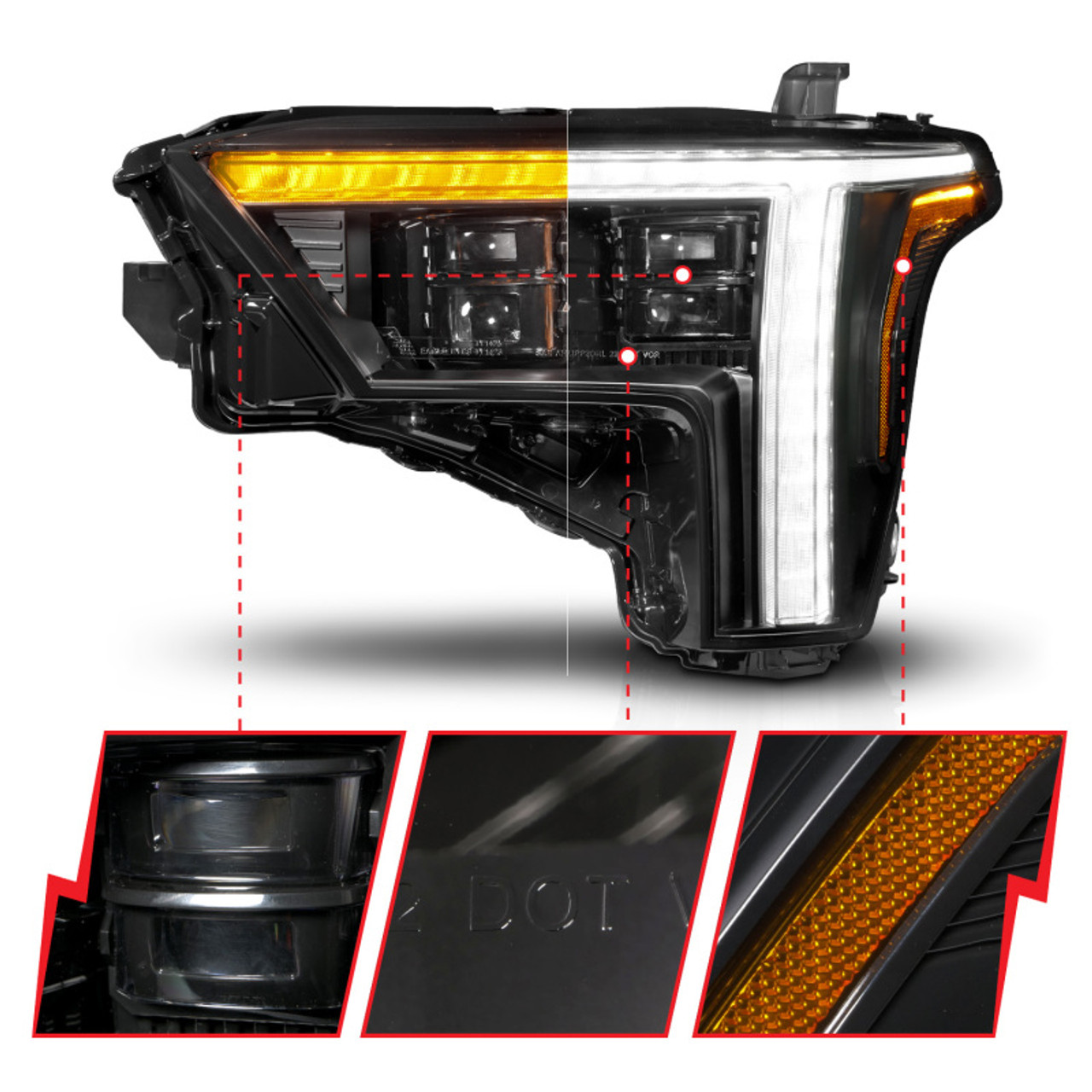 ANZO 22-24 Toyota Tundra (w/Factory LED Refl.) Z-Series Full LED Proj Headlights - Driver Side ONLY - 111599X-L