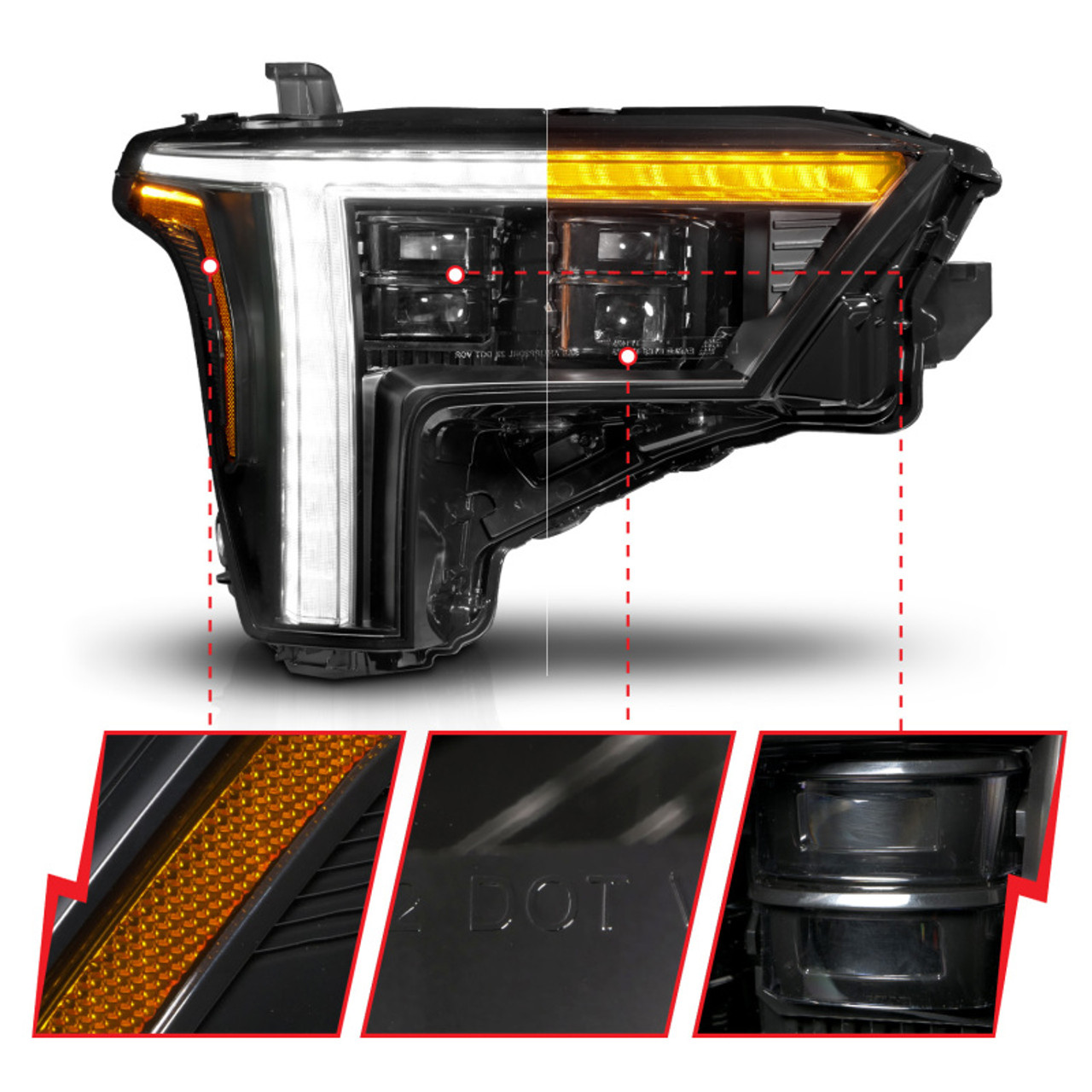 ANZO 22-24 Toyota Tundra (w/Factory LED Refl.) Z-Series Full LED Proj Headlights - Pass. Side ONLY - 111599X-R