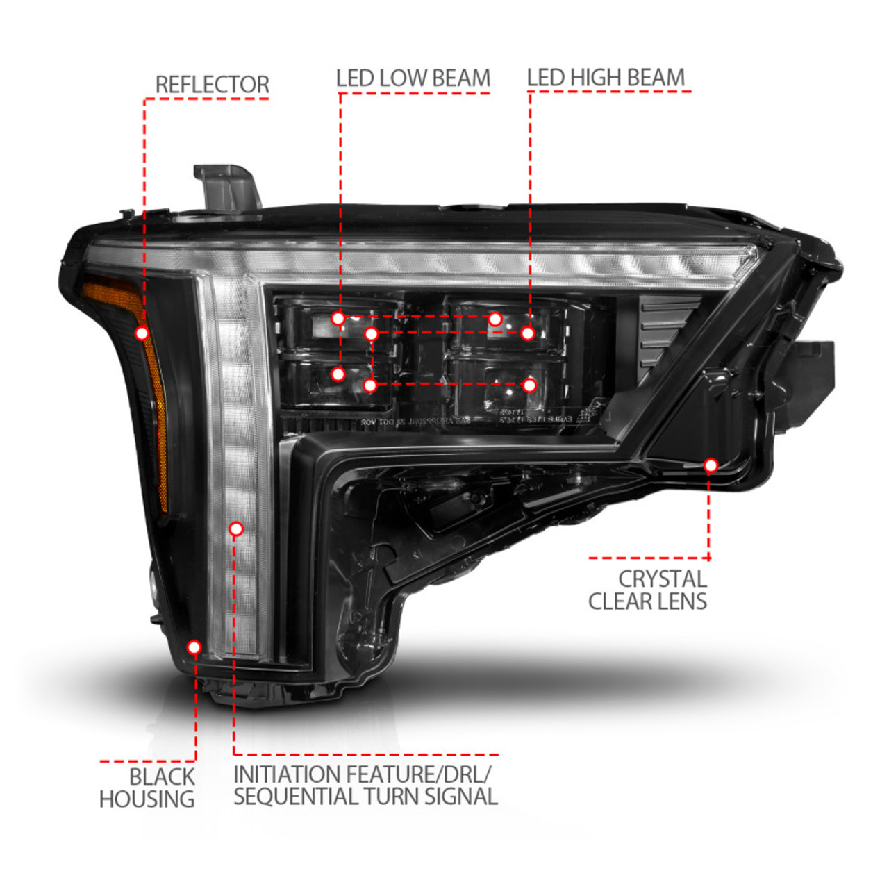 ANZO 22-24 Toyota Tundra (w/Factory LED Refl.) Z-Series Full LED Proj Headlights - Pass. Side ONLY - 111599X-R