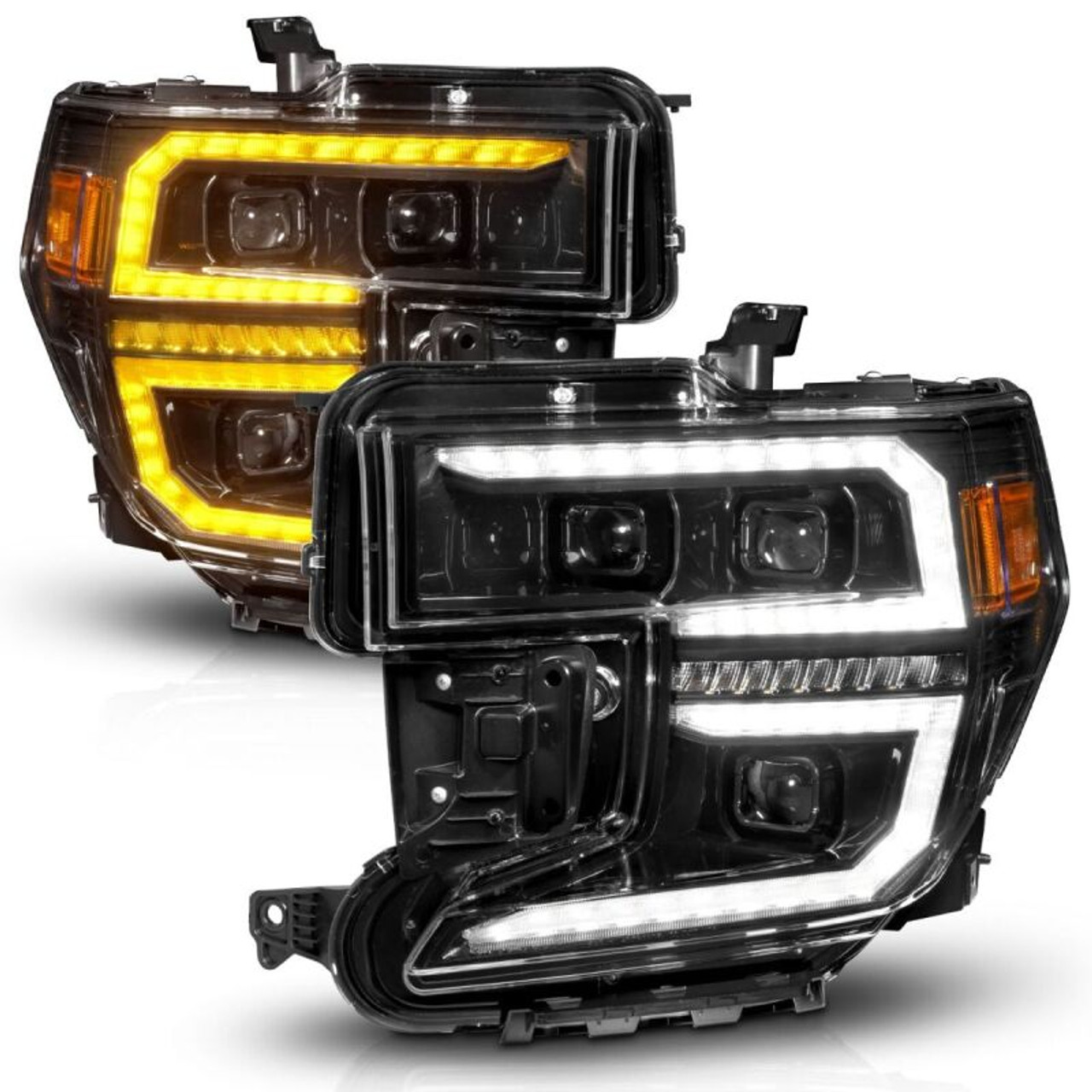 Anzo 19-21 GMC Sierra 1500 LED Projector Headlight w/Switchback+Sequential - Black - 111600