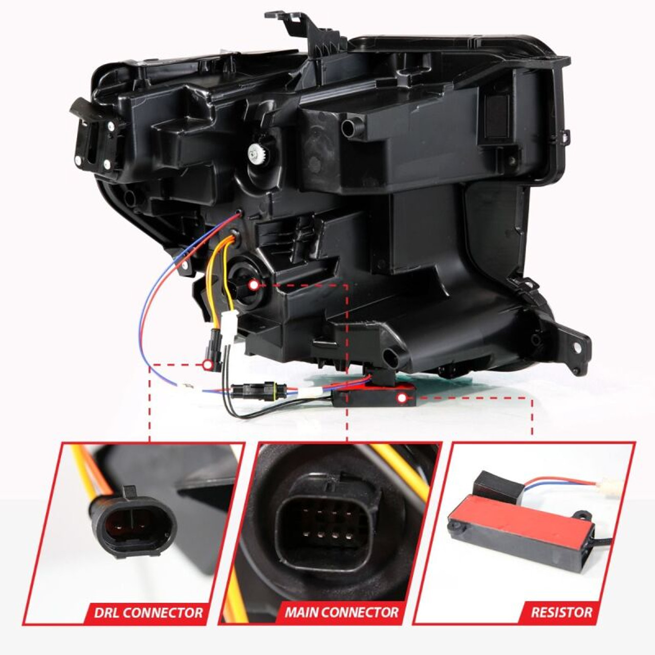 Anzo 19-21 GMC Sierra 1500 LED Projector Headlight w/Switchback+Sequential - Black - 111600