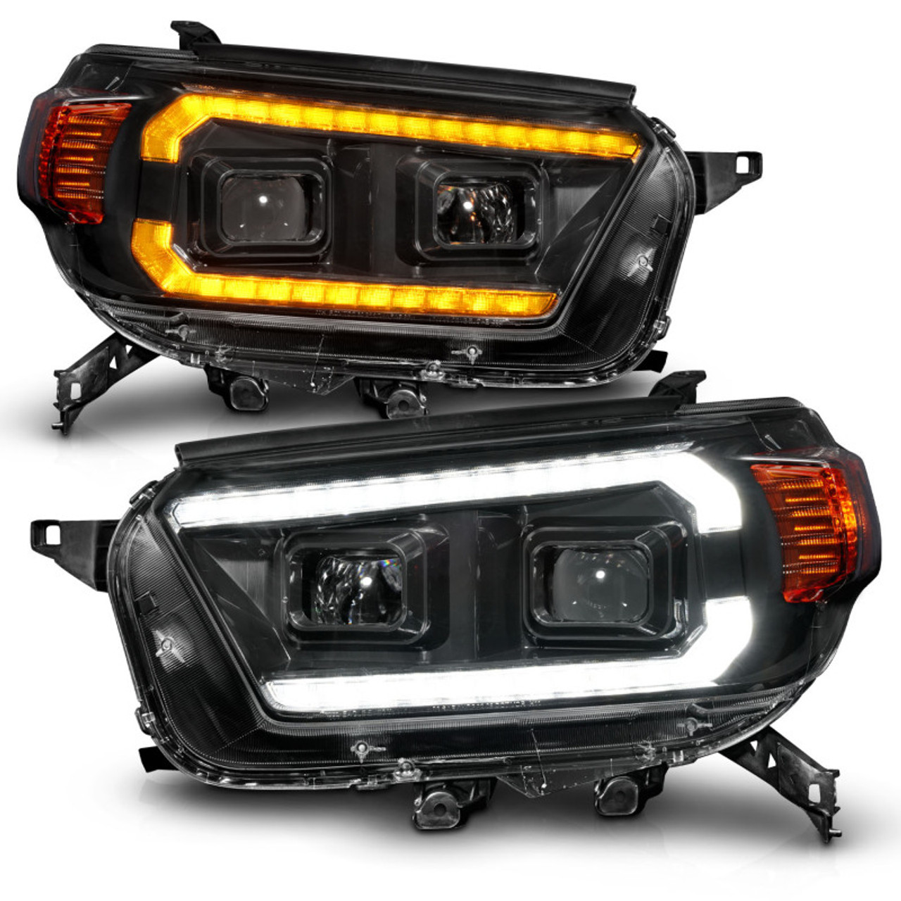 ANZO 10-13 Toyota 4Runner Projector Headlights - Black - 111602