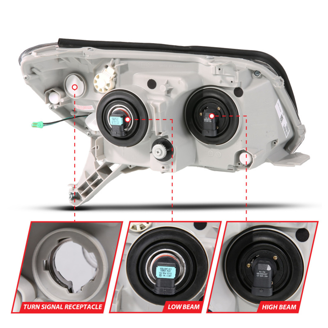 ANZO 06-09 Toyota 4 Runner Projector Headlights Plank Style - Black - 111616