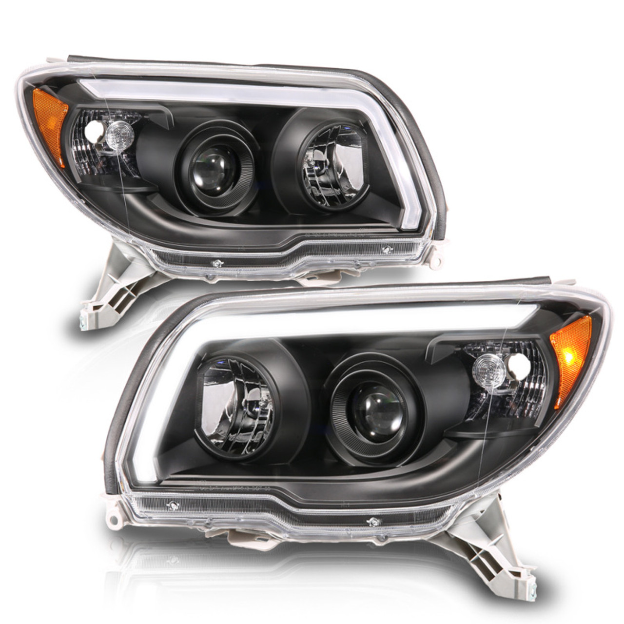 ANZO 06-09 Toyota 4 Runner Projector Headlights Plank Style - Black - 111616