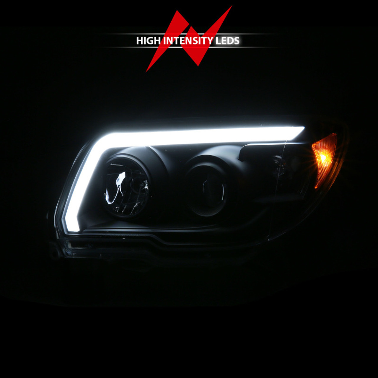 ANZO 06-09 Toyota 4 Runner Projector Headlights Plank Style - Black - 111616