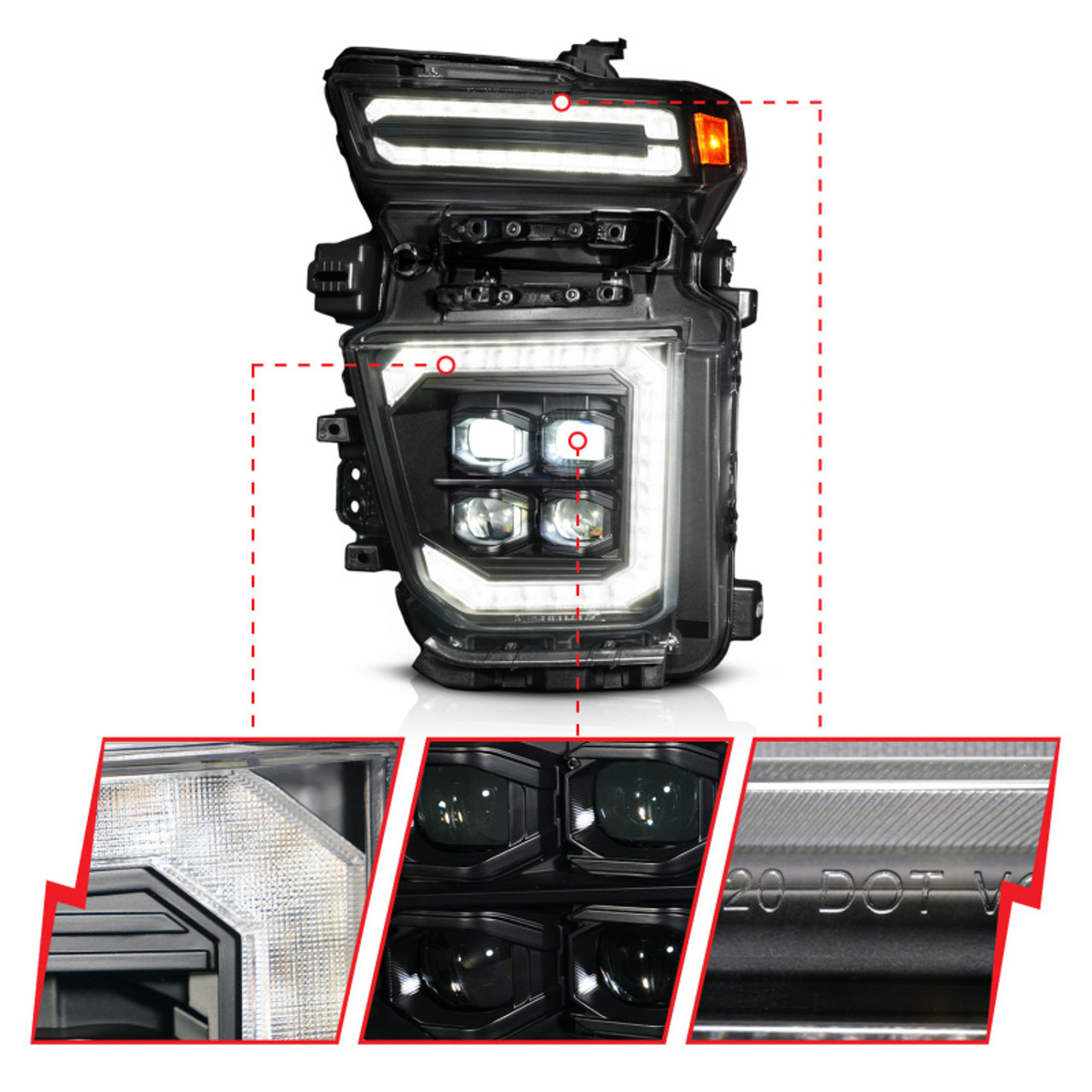 ANZO Z-Series 20-23 Chevy Silverado 2500/3500 Z-Series Full LED Proj Headlights Black - Driver Side - 111619X-L