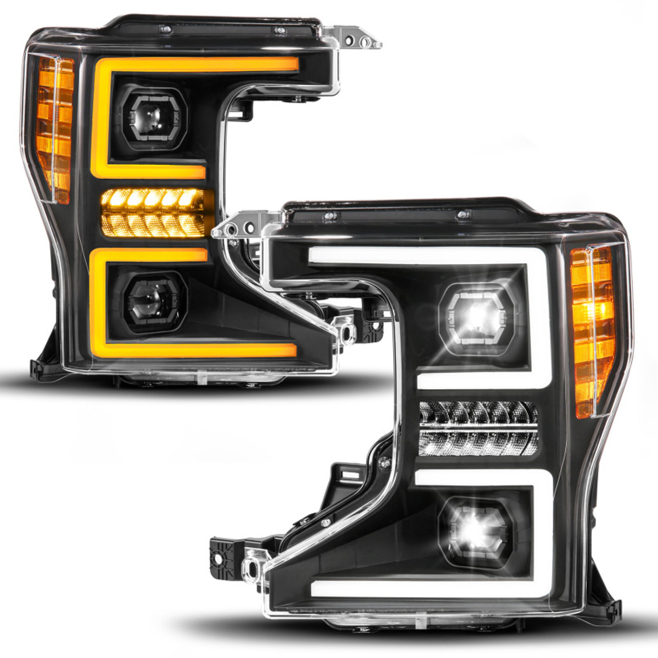 ANZO 20-22 Ford Super Duty (Halogen) Z-Series Full LED Proj Headlights SeqSig - Driver Side ONLY - 111620X-L