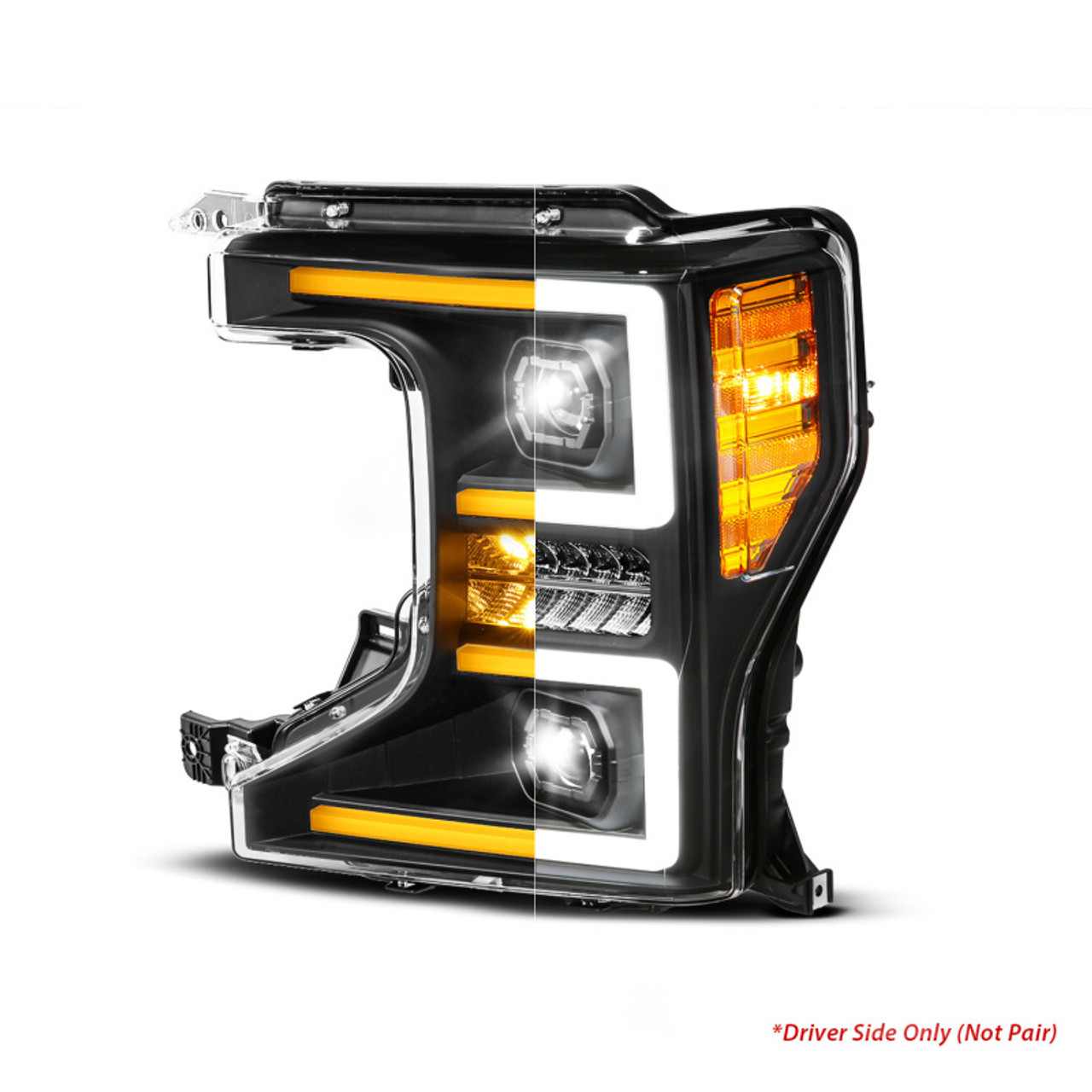 ANZO 20-22 Ford Super Duty (Halogen) Z-Series Full LED Proj Headlights SeqSig - Driver Side ONLY - 111620X-L
