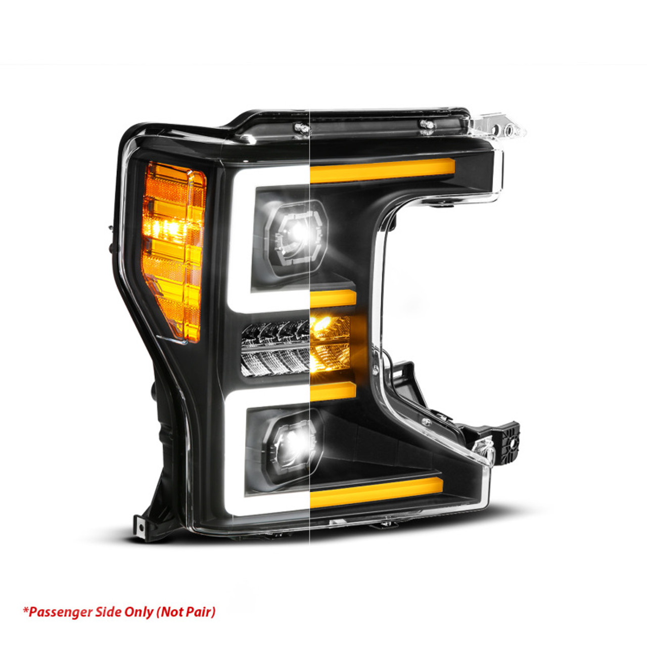 ANZO 20-22 Ford Super Duty (Halogen) Z-Series Full LED Proj Headlights SeqSig - Pass. Side ONLY - 111620X-R